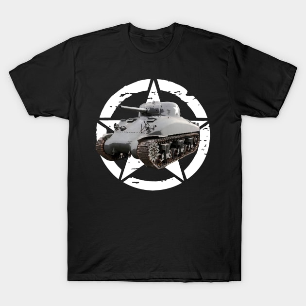 US Army M4 Sherman Tank MBT WWII T-Shirt by Dirty Custard Designs 